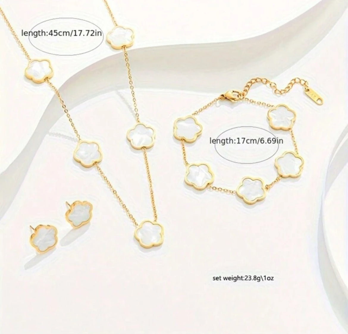Conjunto de collar pulsera y zarcillos C10
