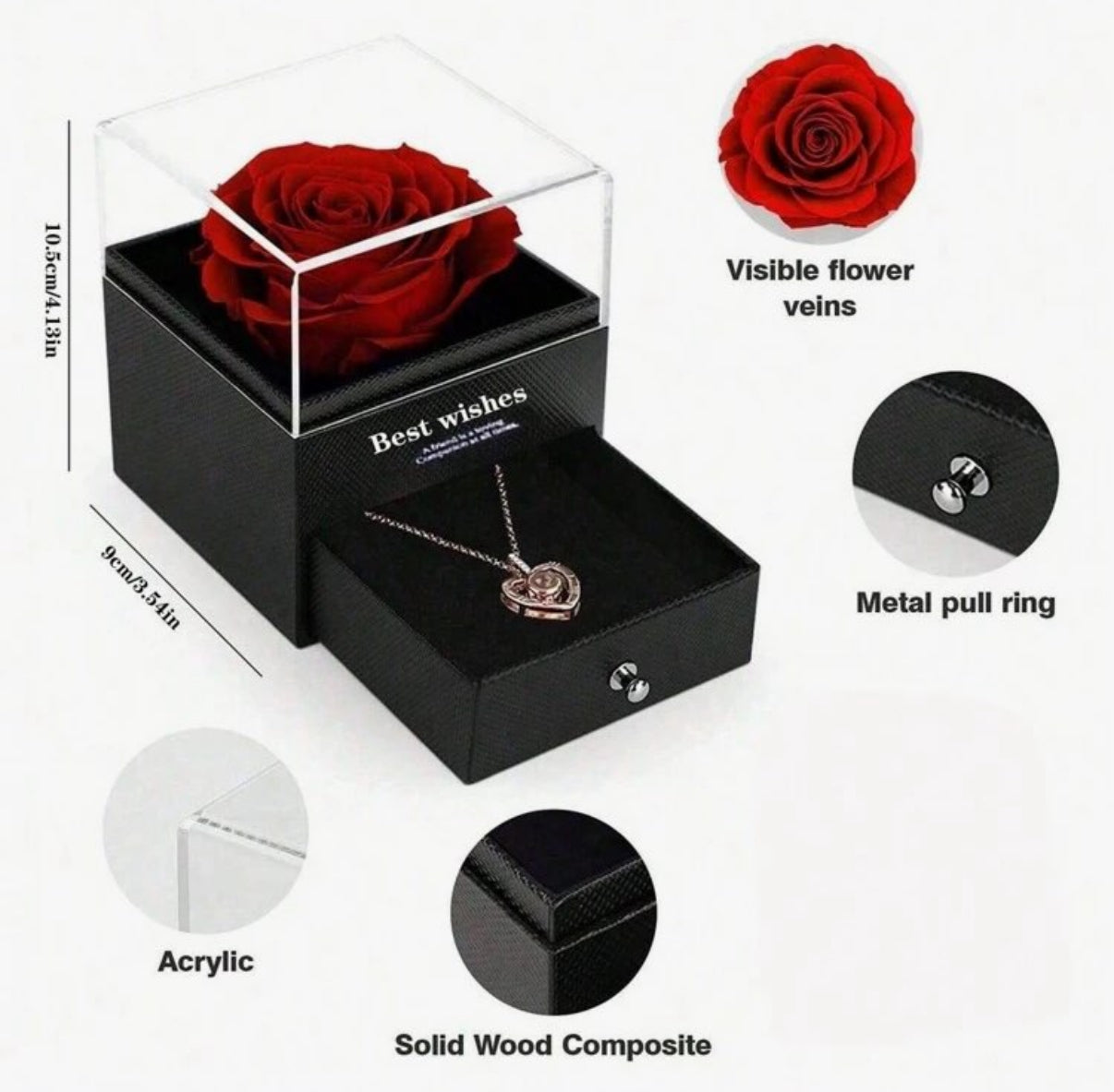 Estuche con rosa y collar ER2