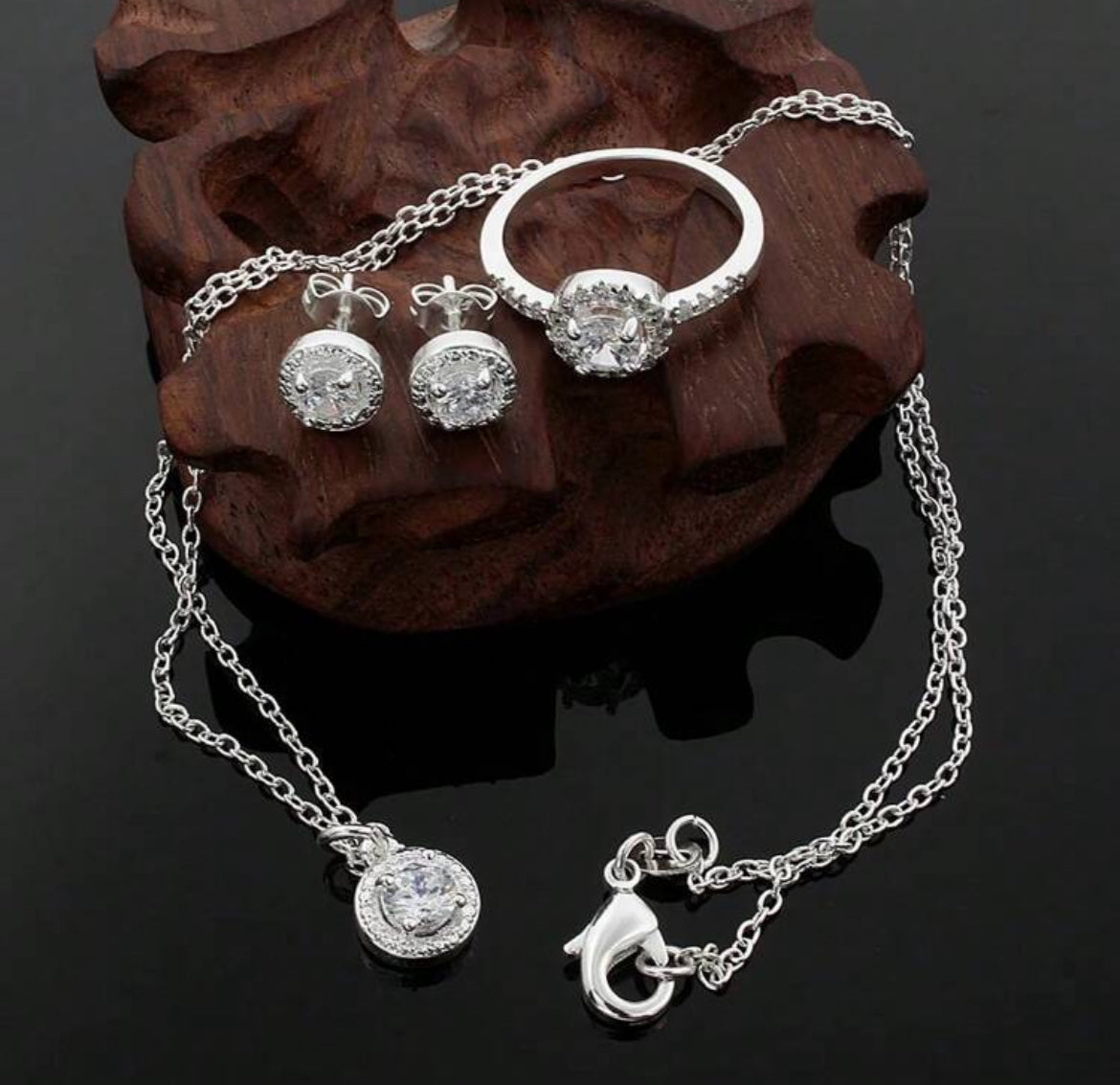 Conjunto collar zarcillos y anillo E65