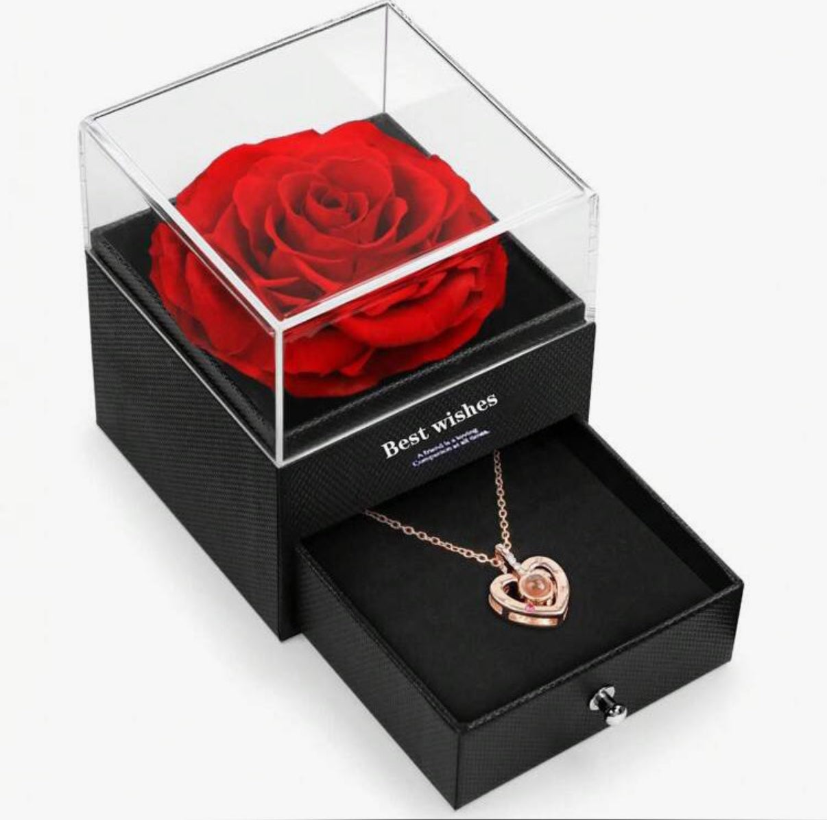 Estuche con rosa y collar ER2