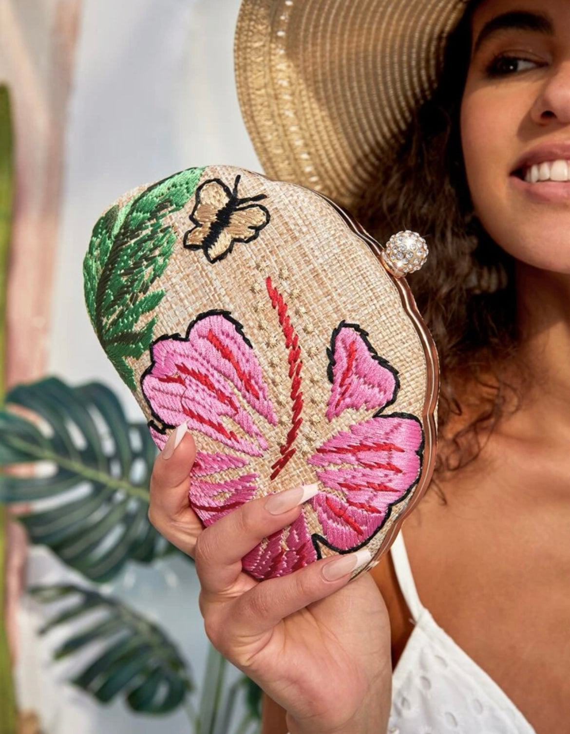 Cartera flor ovalada